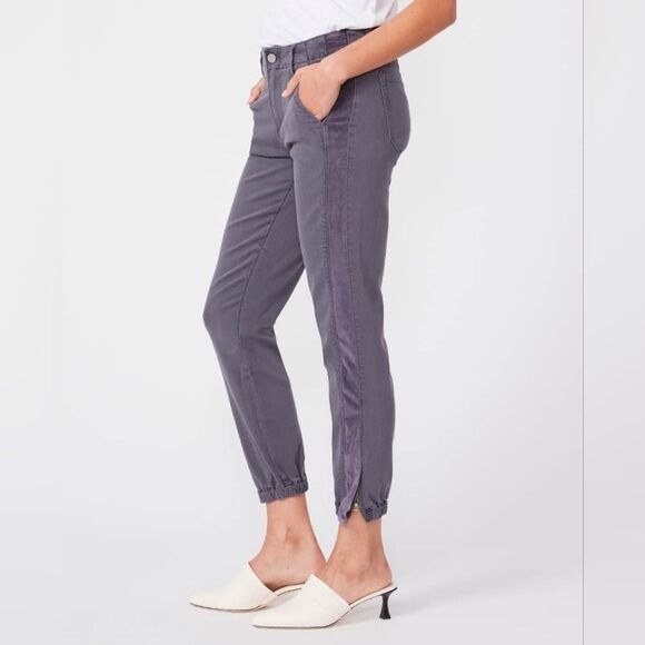 PAIGE Mayslie Jogger with Velvet Side Stripe Vintage Pearl Grey Size 28 - Picture 2 of 14